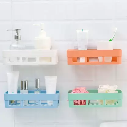 Plastic Bathroom Shelf with Magic Sticker